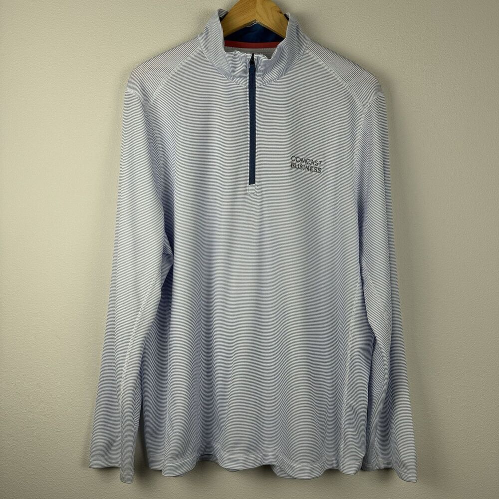 Vineyard Vines Performance 1/4 Zip Pullover Sankaty Mens XL White Gray Stretch